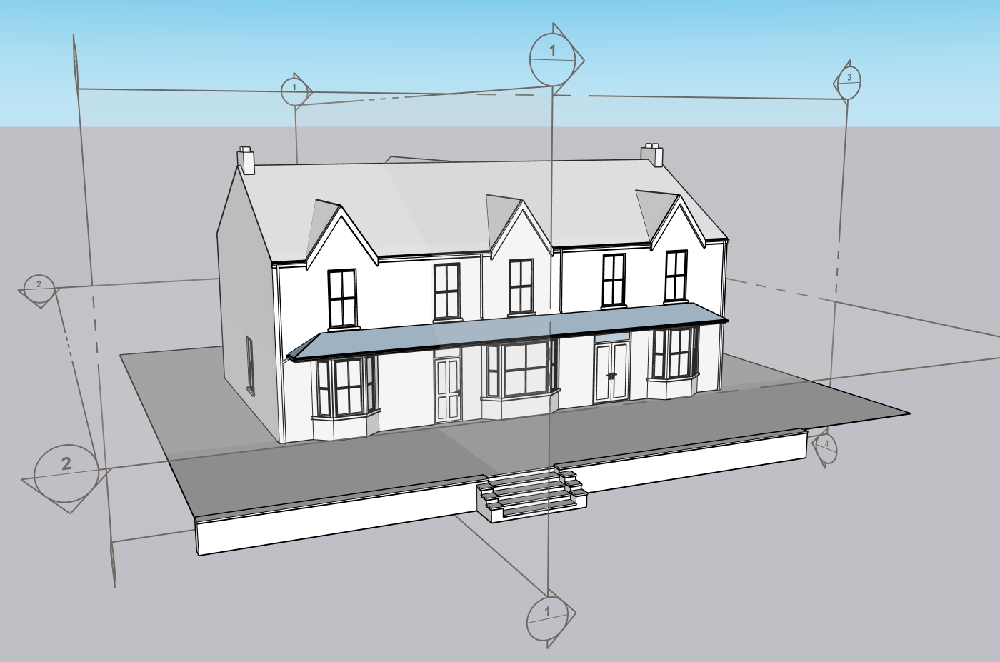 Sunnybank 3D view_01 Goal post frame drawing